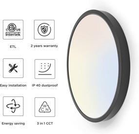 img 3 attached to 12 Inch LED Round Flat Ceiling Light,20W(200W Equivalent) 2000lm,Select CCT 3000K/4000K/6500K, Edge-Lit Flush Mount LED Ceiling Light for Kitchen,Bedroom,Laundry and Closet Room, Black