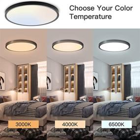 img 1 attached to 12 Inch LED Round Flat Ceiling Light,20W(200W Equivalent) 2000lm,Select CCT 3000K/4000K/6500K, Edge-Lit Flush Mount LED Ceiling Light for Kitchen,Bedroom,Laundry and Closet Room, Black