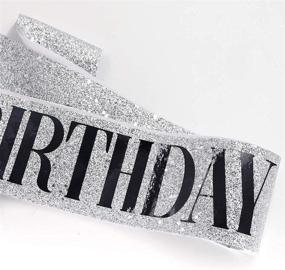 img 1 attached to 🎉 Sparkling Birthday Girl Sash & Rhinestone Tiara Set - Gifts & Party Favors for Women - Glitter Silver/Black