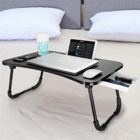 img 1 attached to Baodan Laptop Bed Tray Table - Convenient Foldable Desk with Drawer & Cup Holder for Maximum Comfort