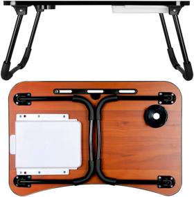 img 2 attached to Baodan Laptop Bed Tray Table - Convenient Foldable Desk with Drawer & Cup Holder for Maximum Comfort
