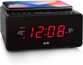 img 4 attached to Compact Digital Alarm Clock with Wireless Charging, LED Display, FM Radio, USB/AUX ⏰ Port - Westclox Travel Clock with Battery Backup - Ideal for Bedroom, Office, Study Table