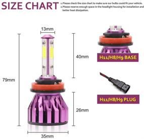 img 3 attached to 💡 H11 H8 H9 LED Headlight Bulbs 6000K Cool White High Beam / Low Beam / Fog Light 12000lm 4 Side COB Chips Super Bright 360 Degree Auto Headlamp All-in-One Conversion Kit Easy Installation