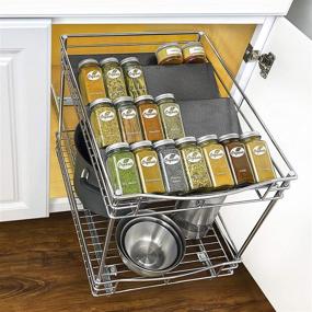 img 2 attached to Lynk Large Silver Metallic Tray Slide Out Spice Rack Organizer for Upper Cabinets - Professional 13-1/4