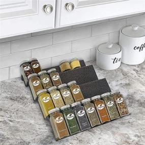 img 3 attached to Lynk Large Silver Metallic Tray Slide Out Spice Rack Organizer for Upper Cabinets - Professional 13-1/4