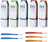 📀 mosdart usb 3.0 flash drive 32gb - 5 pack multicolor thumb drive 32 gb with led light and lanyards - high-speed storage & backup solution (red/ green/ black/grey/ orange) logo