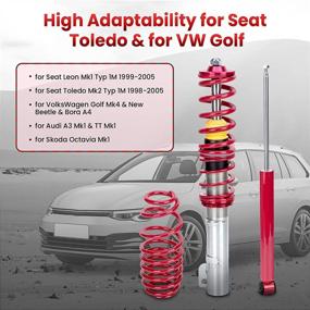 img 2 attached to 🚗 maXpeedingrods Red Coilovers for VW Golf Jetta Bora MK4, Audi A3 MK1 & New Beetle 1997-2010 - 1.4 1.6 1.8T 2.0