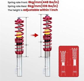 img 3 attached to 🚗 maXpeedingrods Red Coilovers for VW Golf Jetta Bora MK4, Audi A3 MK1 & New Beetle 1997-2010 - 1.4 1.6 1.8T 2.0