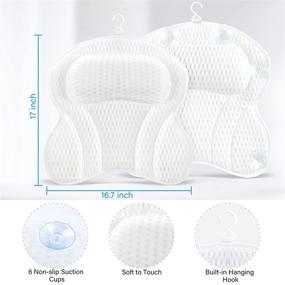 img 1 attached to Bath Pillow for Tub - Ergonomic Comfort Bathtub Pillow for Head, Neck, and Back Support Rest with Strong Non-slip Suction Cups - Soft Headrest for Hot Tub, Jacuzzi, and Bubble Bath