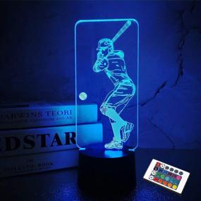 img 4 attached to 🏀 3D Baseball Night Light for Kids - Bedside Lamp with Remote Control, 16-Color Changing, Baseball Batter Sport Gifts for Xmas, Birthday, Holiday - Includes Dim Function and 4 Changing Modes