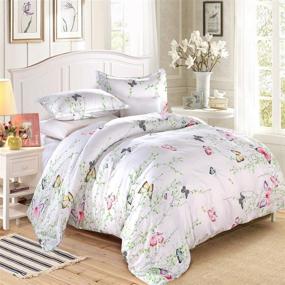 img 3 attached to 🦋 LAMEJOR Queen Size Butterfly Luxury Duvet Cover Set: Exquisite White Comforter Cover with 2 Pillowcases - Stylish Bedding Set