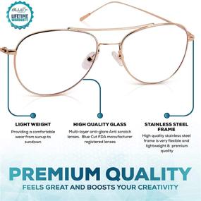 img 3 attached to 👓 Enhance Style and Protect Your Vision with Unisex Aviator Blue Light Blocking Glasses for Video Gaming and Computer Usage