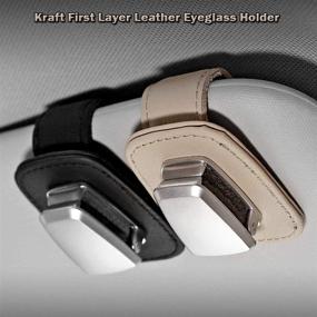 img 1 attached to Dualshine Car Visor Sunglasses Leather Holder Interior Accessories