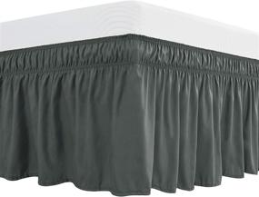 img 4 attached to subrtex Grey King Size Adjustable Bed Skirt with Silky Smooth Microfiber, Easy Fit Elastic 🛏️ Belt and 15/16 Inch Drop Wrap Around Dust Ruffle – Elegant and Soft Bed Frame Cover