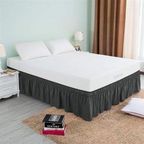img 3 attached to subrtex Grey King Size Adjustable Bed Skirt with Silky Smooth Microfiber, Easy Fit Elastic 🛏️ Belt and 15/16 Inch Drop Wrap Around Dust Ruffle – Elegant and Soft Bed Frame Cover