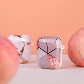 img 3 attached to Чехол для наушников Hamile Airpods: милый, защитный, и ударопрочный жесткий чехол для Apple Airpods 2 и 1 с брелоком - розовый геометрический дизайн для девочек, женщин и мужчин.