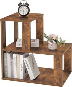 img 3 attached to 🛏️ IWELL Large Nightstand: Rustic Brown Wooden Bedside Table with 3 Open Storage Shelves - Easy Assembly for Bedroom Décor