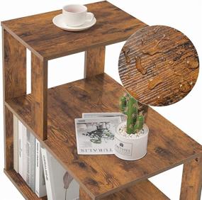 img 2 attached to 🛏️ IWELL Large Nightstand: Rustic Brown Wooden Bedside Table with 3 Open Storage Shelves - Easy Assembly for Bedroom Décor