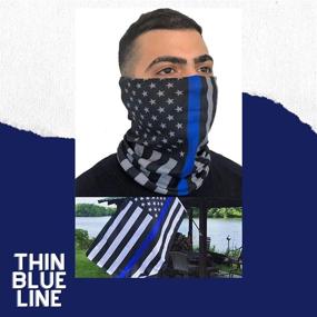 img 3 attached to Van & Company Multifunctional Neck Gaiter, American Flag with Thin Blue Line Design, One Size