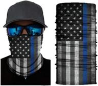 van & company multifunctional neck gaiter, american flag with thin blue line design, one size logo