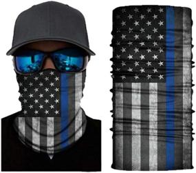 img 4 attached to Van & Company Multifunctional Neck Gaiter, American Flag with Thin Blue Line Design, One Size