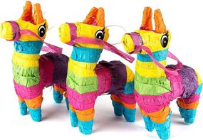 img 4 attached to 🎉 Colorful Neliblu Set of 3 Mini Donkey Pinatas - Fiesta Decorations for Cinco de Mayo, Party Favors, Supplies & Centerpieces