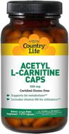 🌿 капсулы country life acetyl l-carnitine: 120 веганских капсул для улучшения обмена жиров и усвоения витамина в6 логотип