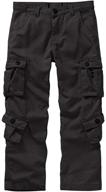 versatile raroauf boys casual cargo pants: ideal 👖 boys' uniform pant for outdoor adventures, with 8 convenient pockets logo