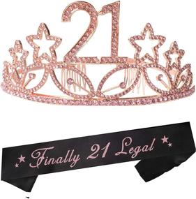 img 4 attached to 🎂 21st Birthday Tiara Pink Crown Gift Set with Sash – Ideal 21st Birthday Decorations for Her