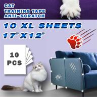 🐈 xl double-sided translucent anti-scratch tape for cats - 10 sheets, 17” x 12" size - residue-free deterrent training tape, furniture/couch/sofa/door/wall/mattress/car seat protector logo