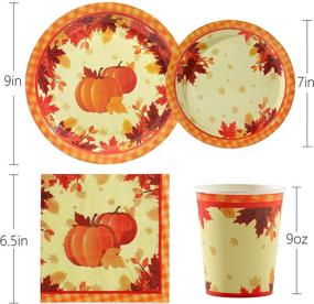 img 2 attached to 🍂 Autumn Leaves Pumpkin Disposable Dinnerware Set - Perfect for Thanksgiving Party Décor, Serves 30 Guests