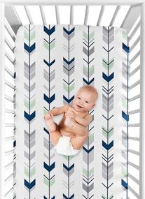 img 1 attached to 🎯 Sweet Jojo Designs Arrow Print Fitted Crib Sheet for Grey, Navy Blue, and Mint Woodland Arrow Baby/Toddler Bedding Set Collection