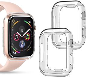 img 4 attached to Goton 2-пакетный чехол-бампер для Apple Watch 40мм SE/Series 6/5/4 (прозрачный) - ударопрочный защитный чехол с TPU ободом.