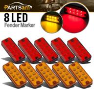 partsam 4x2 led side marker lights: waterproof truck trailer 🚦 clearance lamps - sealed lorry caravan indicators (5 amber + 5 red) logo