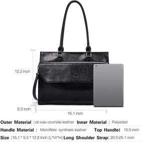 img 2 attached to 👜 Oil Wax Leather Vintage Briefcase for Women | 15.6 Inch Laptop Business Shoulder Bag in Black