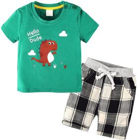 img 4 attached to 🌞 Nwada Little Boy Summer Clothes Sets: Trendy 2-Piece Striped Polo Shirt + Shorts for 2-7 Year-Olds - Perfect Kids Holiday Outfits!
