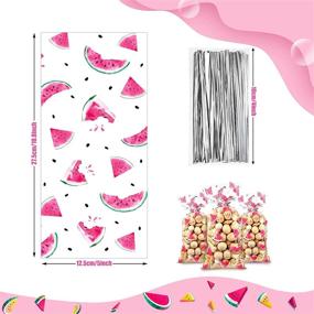 img 3 attached to 🍉 Watermelon Treat Bags - 100 Pieces of Cellophane Watermelon Party Bags with Silver Twist Ties for Beach-themed Celebrations!