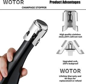 img 3 attached to 🍾 WOTOR Champagne Stoppers - Stainless Steel Champagne Saver with Food-Grade Silicone Leak-Proof Seal - Keep Fresh for Champagne, Cava, Prosecco, & Sparkling Wine (Silver & Black)