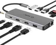 🔌 13-in-1 usb c hub by totu with ethernet, 4k dual hdmi/vga, usb 3.0/2.0, 100w pd, sd/tf card reader, mic/audio docking station – compatible with macbook pro air xps and more usb-c laptops логотип