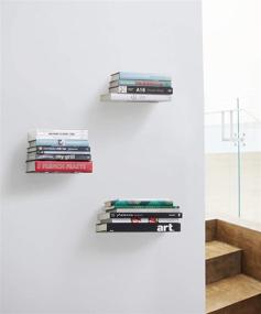 img 1 attached to 📚 Modern Silver Floating Bookshelf Set: Umbra Conceal Large Bookshelf, Set of 3