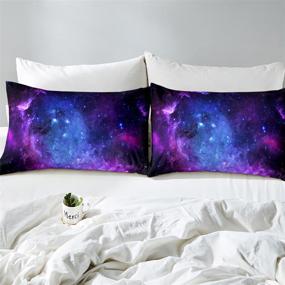 img 1 attached to 🌌 Набор постельного белья Twin Purple Galaxy для детей, подростков, девочек и мальчиков - обтягивающий лист с космическим дизайном звездной вселенной, мягкое и дышащее декоративное 2-х частное постельное белье включающее 1 наволочку (простынь не включена)