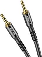 🎧 kingtop 3.5mm ultra-durable aux cord (4.4ft / 1.3m) | male to male stereo audio cable for ipods, iphones, ipads, speakers, echo, home/car stereos, and more | black logo
