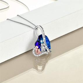 img 2 attached to TOUPOP 925 Sterling Silver Sister/Mother Necklace with Blue Heart Crystal: 💙 Perfect Gift for Women, Girls, Mom, Daughter, Sisters, Friends - Birthday, Friendship, Christmas