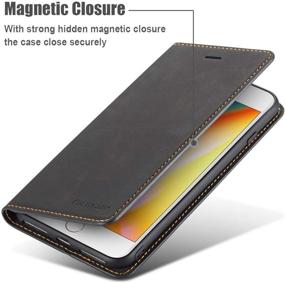 img 1 attached to 📱 Premium Black QLTYPRI iPhone 6 Plus 6S Plus Case - PU Leather Cover with TPU Bumper, Card Holder, Kickstand & Magnetic Adsorption - Shockproof Flip Wallet Case