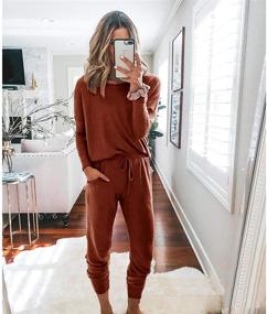 img 3 attached to PRETTYGARDEN Women's Solid Color Two Piece Sweatsuit Set 👚 - Long Sleeve Crewneck Pullover Tops and Long Pants Tracksuits