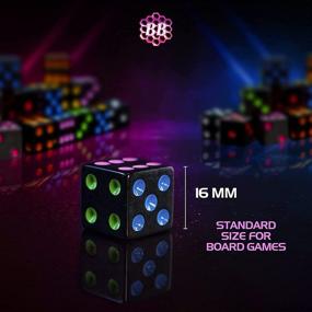 img 1 attached to 🎲 51-Pack Neon Colored Blackout Dice - Set of 10 Vibrant Colors - Satin Drawstring Bag with 16mm Six-Sided Square Dice - Colorful Gaming Supplies for Board Game Nights, Family Fun, and STEM Math Teaching