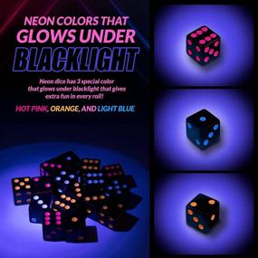 img 3 attached to 🎲 51-Pack Neon Colored Blackout Dice - Set of 10 Vibrant Colors - Satin Drawstring Bag with 16mm Six-Sided Square Dice - Colorful Gaming Supplies for Board Game Nights, Family Fun, and STEM Math Teaching