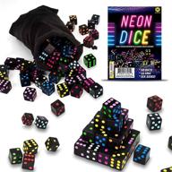 🎲 51-pack neon colored blackout dice - set of 10 vibrant colors - satin drawstring bag with 16mm six-sided square dice - colorful gaming supplies for board game nights, family fun, and stem math teaching логотип