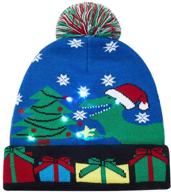 🎄 get festive with unisex ugly light up christmas knit beanie hats - 6 colorful leds for memorable family xmas parties and holiday fun! logo