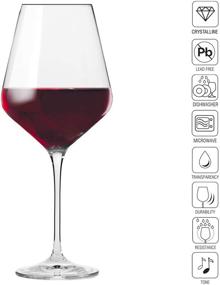 img 2 attached to 🍷 KROSNO Red Wine Glasses, Set of 6: Avant-Garde Collection Crystal Glass (16.6 oz), Ideal for Home, Restaurants & Parties, Dishwasher & Microwave Safe